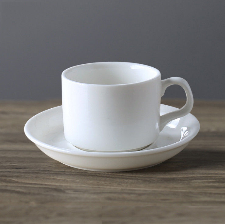 White Coated Coffee Sublimation Mug Set With Spoon And Dish / Saucer