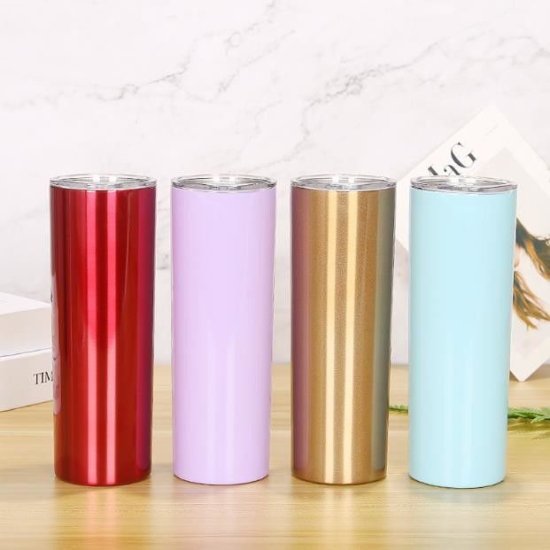20oz Skinny Straight Blank Sublimation Tumblers With Lid Straw