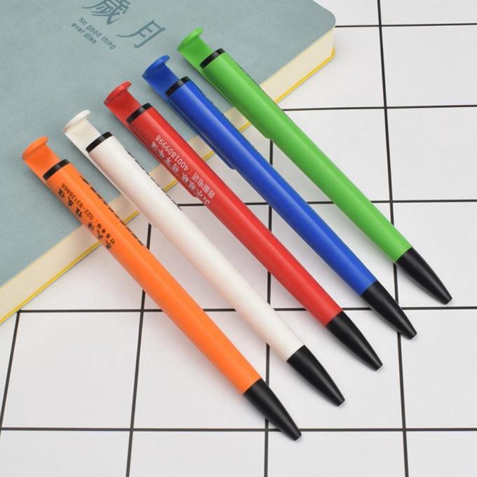 Customized Logo Plastic Ballpoint Pen With Phone Support 1